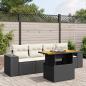 Preview: ARDEBO.de - 5-tlg. Garten-Sofagarnitur mit Kissen Schwarz Poly Rattan