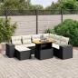 Preview: ARDEBO.de - 8-tlg. Garten-Sofagarnitur mit Kissen Schwarz Poly Rattan