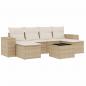 Preview: 7-tlg. Garten-Sofagarnitur mit Kissen Beige Poly Rattan