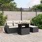 Preview: ARDEBO.de - 6-tlg. Garten-Sofagarnitur mit Kissen Schwarz Poly Rattan