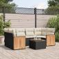 Preview: ARDEBO.de - 7-tlg. Garten-Sofagarnitur mit Kissen Schwarz Poly Rattan