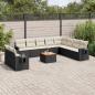 Preview: ARDEBO.de - 11-tlg. Garten-Sofagarnitur mit Kissen Schwarz Poly Rattan