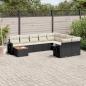 Preview: ARDEBO.de - 10-tlg. Garten-Sofagarnitur mit Kissen Schwarz Poly Rattan