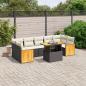 Preview: ARDEBO.de - 8-tlg. Garten-Sofagarnitur mit Kissen Schwarz Poly Rattan