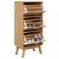 Preview: Schuhschrank OLDEN Braun 55x35x120 cm Massivholz Kiefer