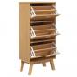 Preview: Schuhschrank OLDEN Braun 55x35x120 cm Massivholz Kiefer