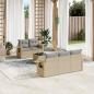 Preview: ARDEBO.de - 6-tlg. Garten-Sofagarnitur mit Kissen Beige Poly Rattan