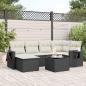 Preview: ARDEBO.de - 7-tlg. Garten-Sofagarnitur mit Kissen Schwarz Poly Rattan