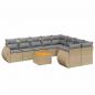 Preview: 10-tlg. Garten-Sofagarnitur mit Kissen Beige Poly Rattan