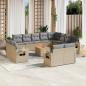 Preview: ARDEBO.de - 13-tlg. Garten-Sofagarnitur mit Kissen Beige Poly Rattan