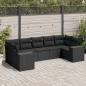 Preview: ARDEBO.de - 7-tlg. Garten-Sofagarnitur mit Kissen Schwarz Poly Rattan