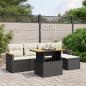 Preview: ARDEBO.de - 6-tlg. Garten-Sofagarnitur mit Kissen Schwarz Poly Rattan