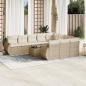 Preview: ARDEBO.de - 11-tlg. Garten-Sofagarnitur mit Kissen Beige Poly Rattan