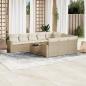 Preview: ARDEBO.de - 11-tlg. Garten-Sofagarnitur mit Kissen Beige Poly Rattan