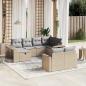 Preview: ARDEBO.de - 10-tlg. Garten-Sofagarnitur mit Kissen Beige Poly Rattan