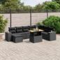 Preview: ARDEBO.de - 9-tlg. Garten-Sofagarnitur mit Kissen Schwarz Poly Rattan