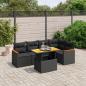 Preview: ARDEBO.de - 6-tlg. Garten-Sofagarnitur mit Kissen Schwarz Poly Rattan