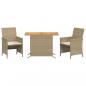 Preview: 3-tlg. Bistro-Set mit Kissen Beige Poly Rattan