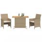 Preview: 3-tlg. Bistro-Set mit Kissen Beige Poly Rattan