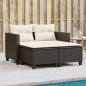 Preview: ARDEBO.de - Gartensofa 2-Sitzer mit Hockern Braun Poly Rattan