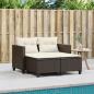 Preview: Gartensofa 2-Sitzer mit Hockern Braun Poly Rattan