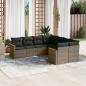 Preview: ARDEBO.de - 8-tlg. Garten-Sofagarnitur mit Kissen Grau Poly Rattan