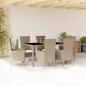 Preview: ARDEBO.de - 7-tlg. Garten-Essgruppe mit Kissen Beige Poly Rattan