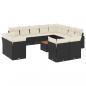 Preview: 13-tlg. Garten-Sofagarnitur mit Kissen Schwarz Poly Rattan