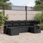 Preview: ARDEBO.de - 6-tlg. Garten-Sofagarnitur mit Kissen Schwarz Poly Rattan