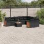 Preview: ARDEBO.de - 10-tlg. Garten-Sofagarnitur mit Kissen Schwarz Poly Rattan