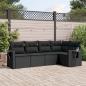 Preview: ARDEBO.de - 5-tlg. Garten-Sofagarnitur mit Kissen Schwarz Poly Rattan