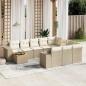 Preview: ARDEBO.de - 11-tlg. Garten-Sofagarnitur mit Kissen Beige Poly Rattan