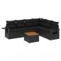 Preview: 7-tlg. Garten-Sofagarnitur mit Kissen Schwarz Poly Rattan