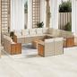 Preview: ARDEBO.de - 14-tlg. Garten-Sofagarnitur mit Kissen Beige Poly Rattan