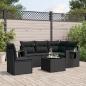 Preview: ARDEBO.de - 6-tlg. Garten-Sofagarnitur mit Kissen Schwarz Poly Rattan