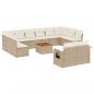 Preview: 13-tlg. Garten-Sofagarnitur mit Kissen Beige Poly Rattan