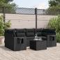 Preview: ARDEBO.de - 7-tlg. Garten-Sofagarnitur mit Kissen Schwarz Poly Rattan