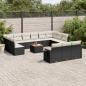 Preview: ARDEBO.de - 14-tlg. Garten-Sofagarnitur mit Kissen Schwarz Poly Rattan