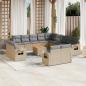 Preview: ARDEBO.de - 14-tlg. Garten-Sofagarnitur mit Kissen Beige Poly Rattan