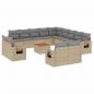 Preview: 14-tlg. Garten-Sofagarnitur mit Kissen Beige Poly Rattan