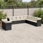 Preview: ARDEBO.de - 11-tlg. Garten-Sofagarnitur mit Kissen Schwarz Poly Rattan