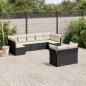 Preview: ARDEBO.de - 9-tlg. Garten-Sofagarnitur mit Kissen Schwarz Poly Rattan