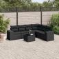 Preview: ARDEBO.de - 7-tlg. Garten-Sofagarnitur mit Kissen Schwarz Poly Rattan