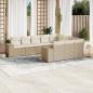 Preview: ARDEBO.de - 10-tlg. Garten-Sofagarnitur mit Kissen Beige Poly Rattan