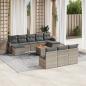 Preview: ARDEBO.de - 11-tlg. Garten-Sofagarnitur mit Kissen Grau Poly Rattan