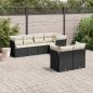 Preview: ARDEBO.de - 7-tlg. Garten-Sofagarnitur mit Kissen Schwarz Poly Rattan