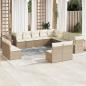 Preview: ARDEBO.de - 13-tlg. Garten-Sofagarnitur mit Kissen Beige Poly Rattan