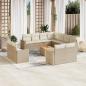 Preview: ARDEBO.de - 12-tlg. Garten-Sofagarnitur mit Kissen Beige Poly Rattan