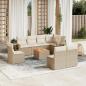 Preview: ARDEBO.de - 9-tlg. Garten-Sofagarnitur mit Kissen Beige Poly Rattan