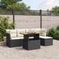 Preview: ARDEBO.de - 6-tlg. Garten-Sofagarnitur mit Kissen Schwarz Poly Rattan